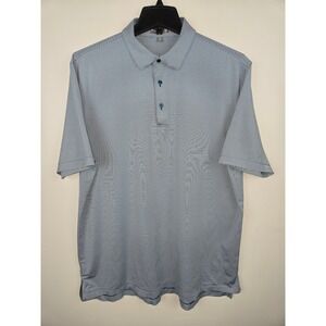 Peter Millar Summer Comfort Mens XL Blue White Striped Performance Polo Shirt